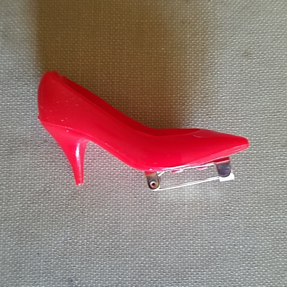 Vintage red shoe brooch pin